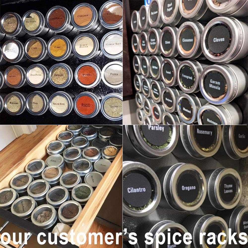 12 Magnetic Spice Tins & 2 Types of Spice Labels